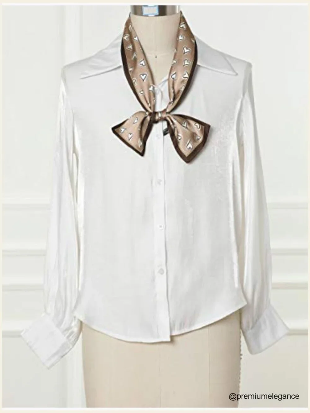 Silky Polyester Skinny Scarf Ribbon Long Hairband Handbag Wrap Heart Print